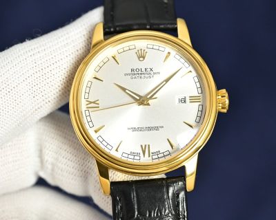 Rolex Datejust 8215 Movement 40mm 316L Steel Yellow Gold Case 100m Waterproof White/Gold Face Watch